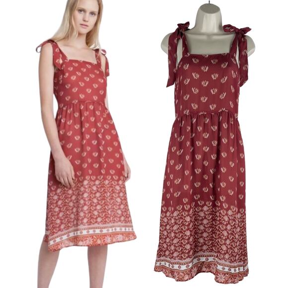 Tucker NYC Silk Shoulder Tie Camisole Sun Dress Clay Orange Size S - Picture 2 of 10